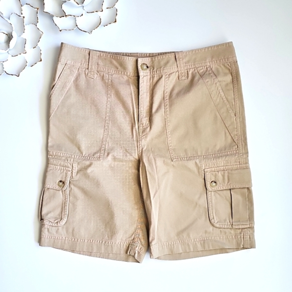 Vintage Lauren Ralph Lauren Chino Cargo Shorts Womens Ladies Khaki Cream Size 8P